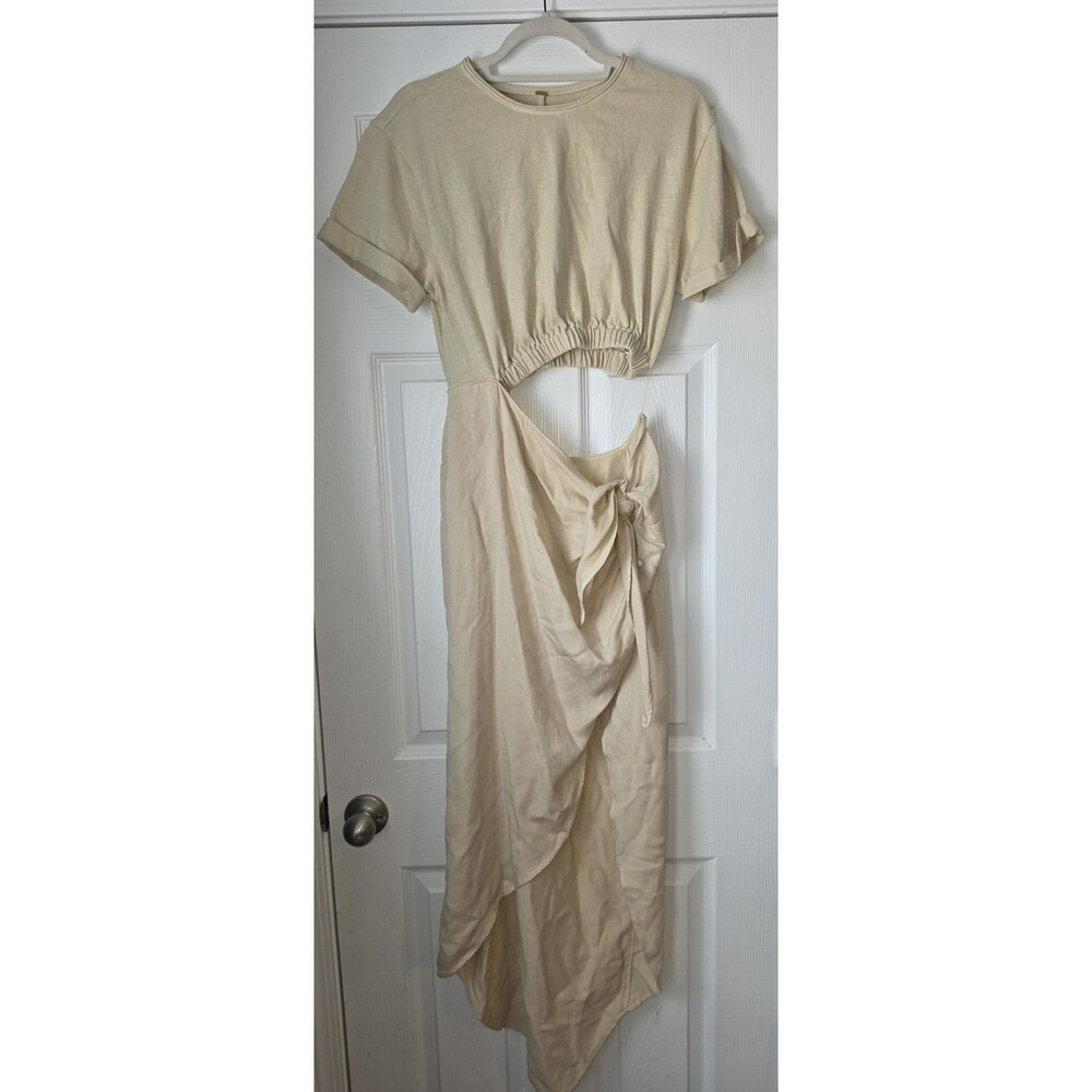 Free People Rae Maxi in Summer Khaki Small Exaggerated Side Slit